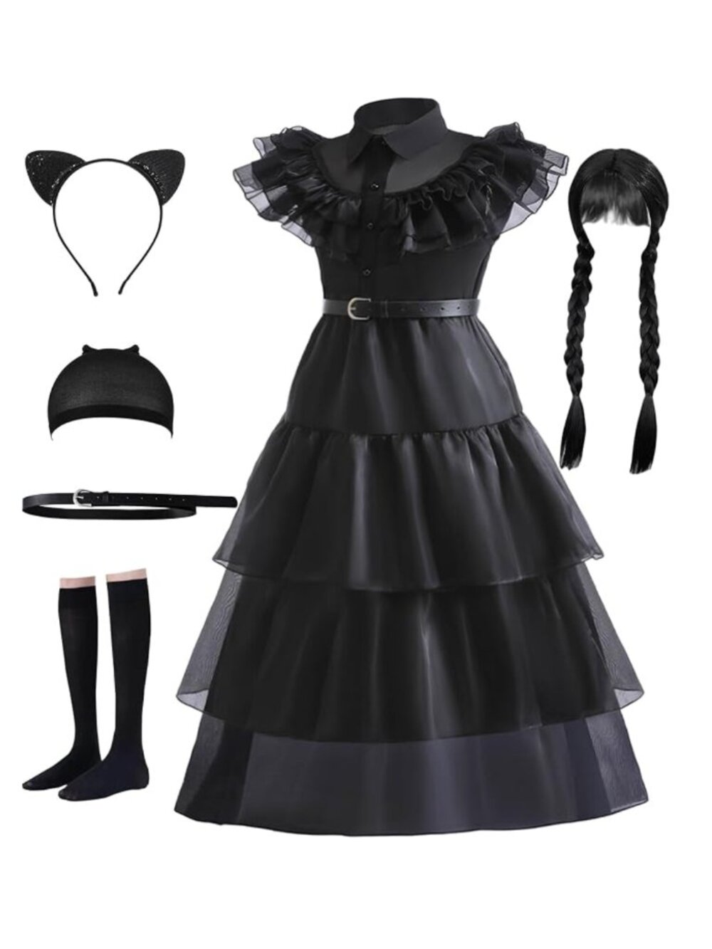 Girl's Wednesday From The Adams Family Costume - Size: 9-10 Years